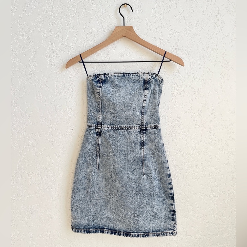 Zara Strapless Dress Z1975 Denim Mini Dress